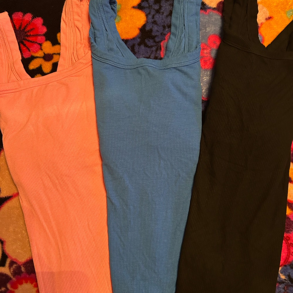 Elegant Women's Ribbed Tank Tops - Coral, Sky Blue, Charcoal